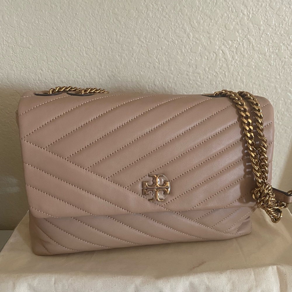 Tory Burch Kira Convertible Shoulder Bag in Devon Sand.